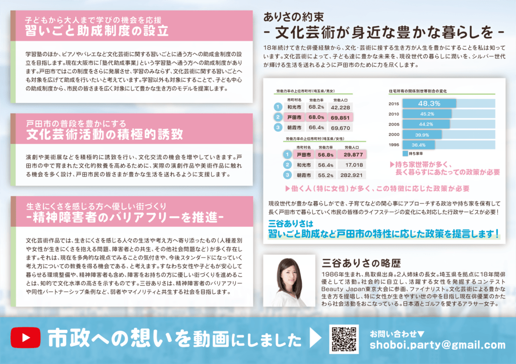 三谷ありさ さま 選挙活動チラシ